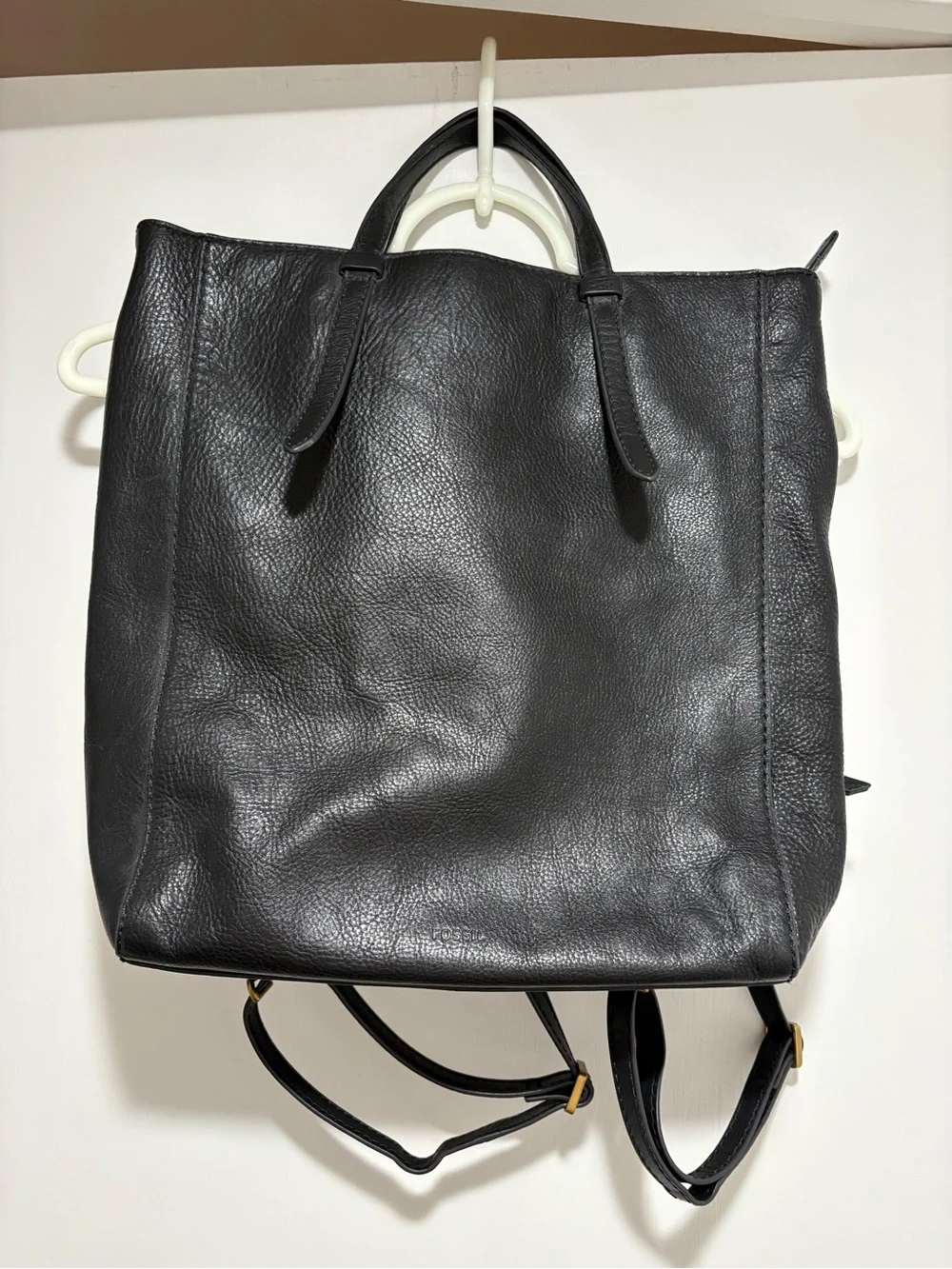 Fossil Black Leather Tote Backpack